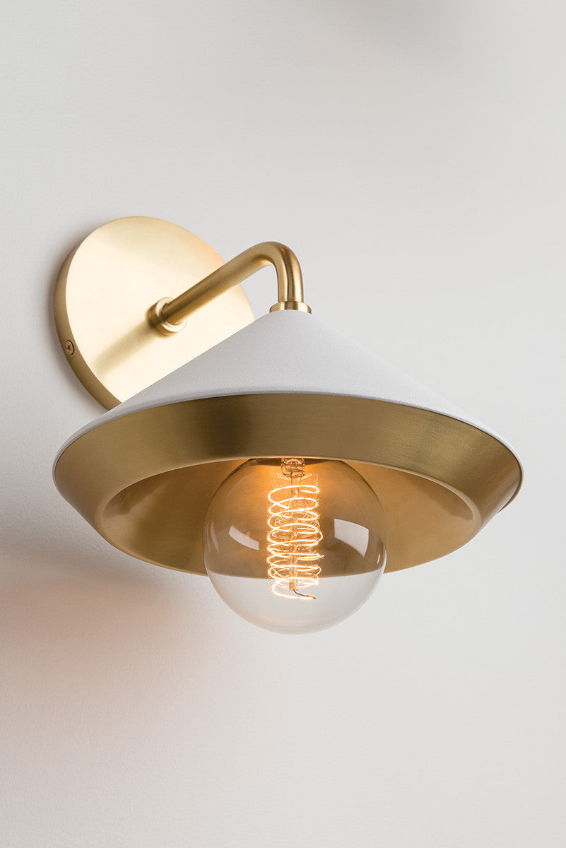 Mitzi 1 Light Wall Sconce in Aged Brass/Soft Off White H139101-AGB/WH