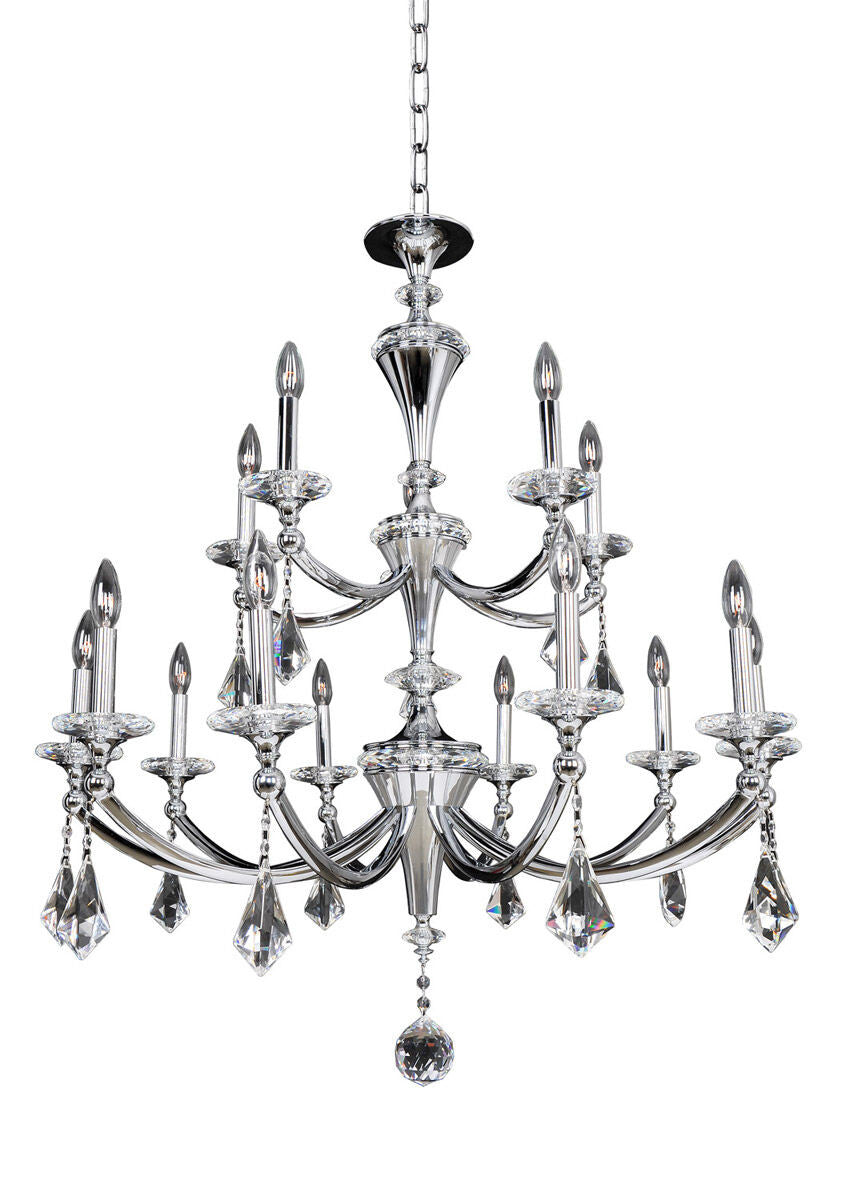 Allegri Crystal Floridia (10+5) Light 2 Tier Chandelier in Chrome 012173-010-FR001