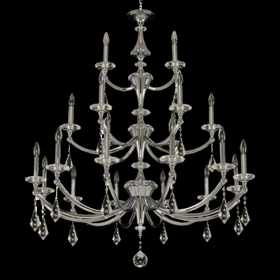 Allegri Crystal Floridia (12+6+3) Light 3 Tier Chandilier in Chrome 012174-010-FR001