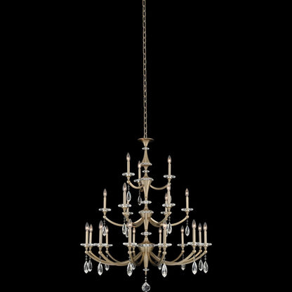 Allegri Crystal Floridia (12+6+3) Light 3 Tier Chandelier in Matte Brushed Champagne Gold 012174-045-FR001