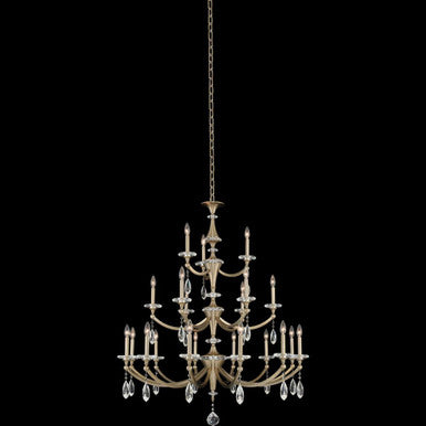 Allegri Crystal Floridia (12+6+3) Light 3 Tier Chandelier in Matte Brushed Champagne Gold 012174-045-FR001