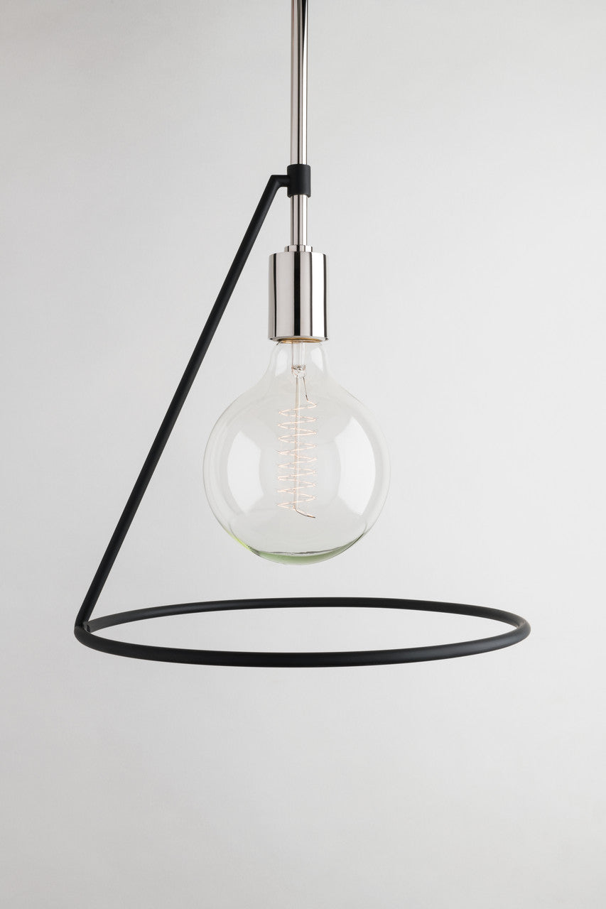 Mitzi 1 Light Pendant in Polished Nickel/Black H245701-PN/BK