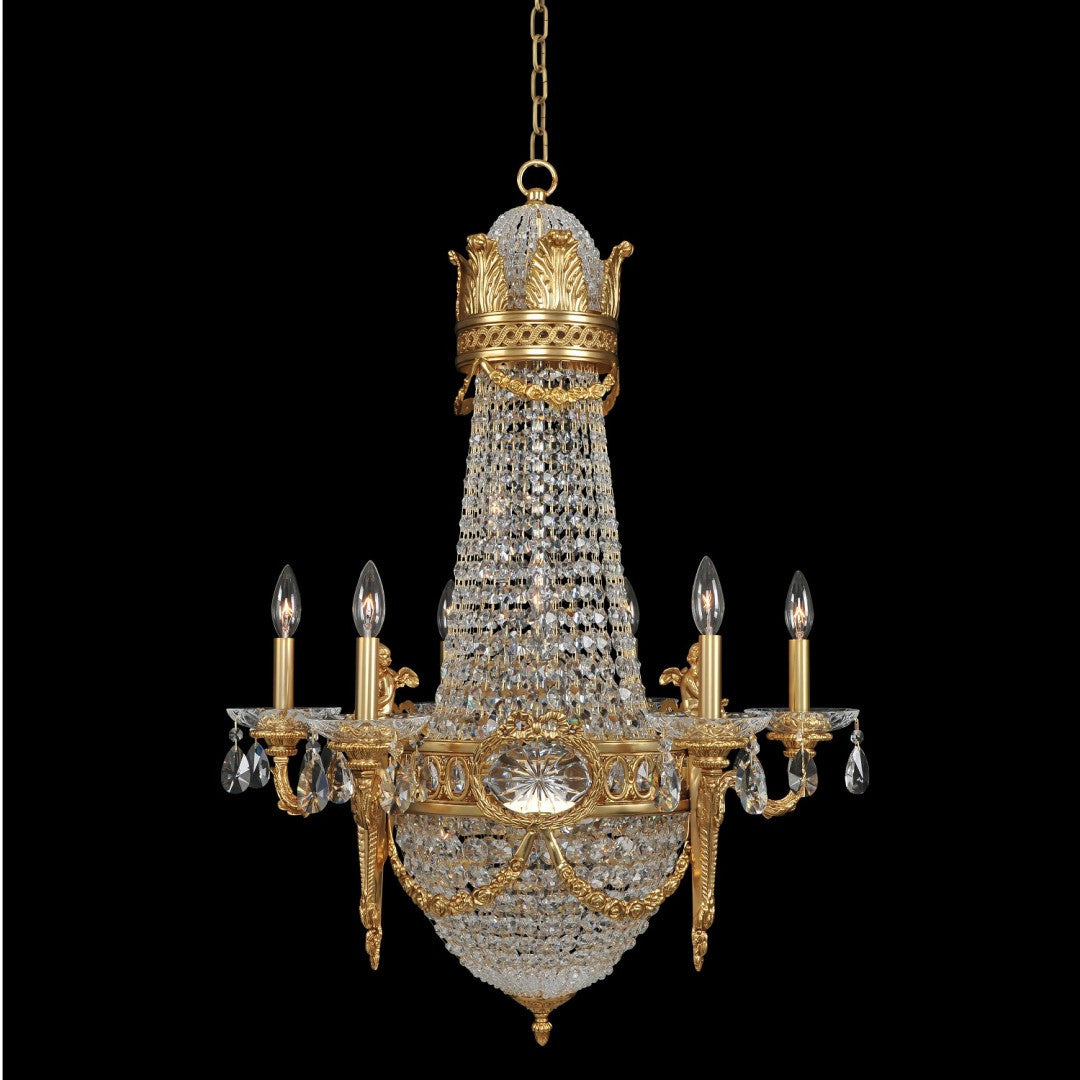 Allegri Crystal Marseille 6 Arm Chandelier in Antique Brass 020450-003-FR001