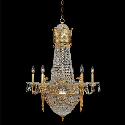 Allegri Crystal Marseille 6 Arm Chandelier in Antique Brass 020450-003-FR001