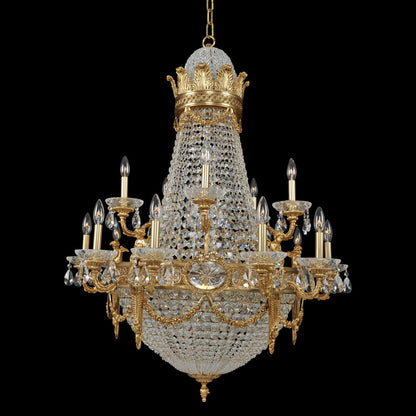 Allegri Crystal Marseille (10+5) Arm 2 Tier Chandelier in Antique Brass 020451-003-FR001