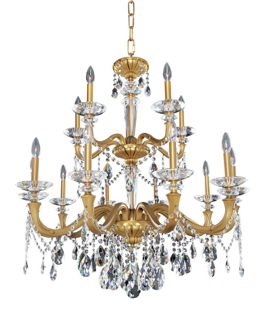 Allegri Crystal Jolivet 15 Light Chandelier in Historic Brass 021772-032-FR001