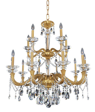 Allegri Crystal Jolivet 15 Light Chandelier in Historic Brass 021772-032-FR001