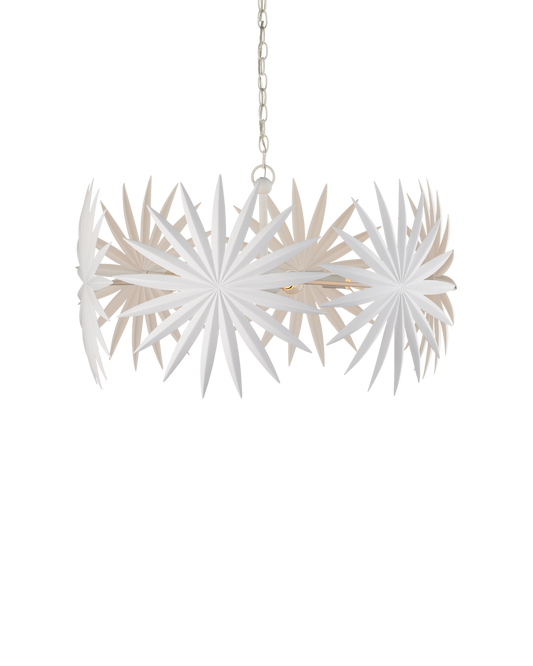 Currey & Co Bismarkia Small White Chandelier in Gesso White 9000-1205