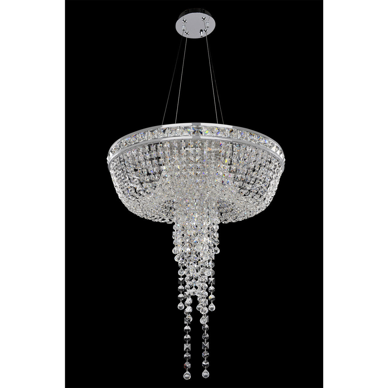 Allegri Crystal Cascata 24 Inch Convertible Pendant - Flush Mount in Chrome 027351-010-FR001