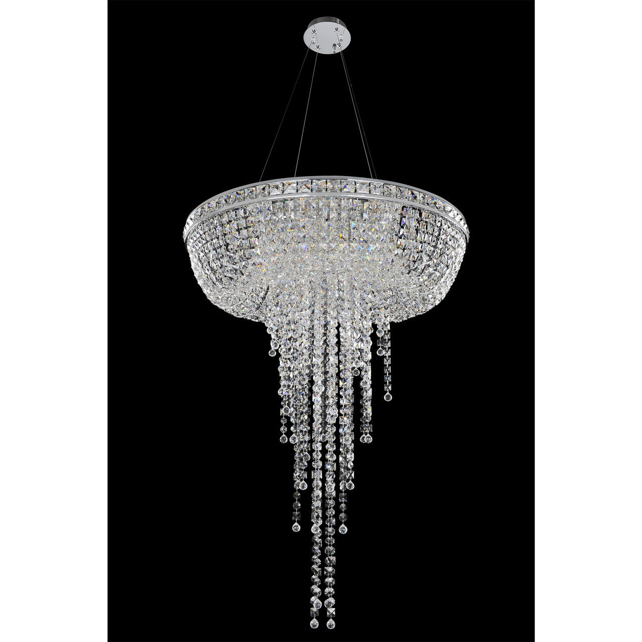 Allegri Crystal Cascata 32 Inch Convertible Pendant - Flush Mount in Chrome 027352-010-FR001