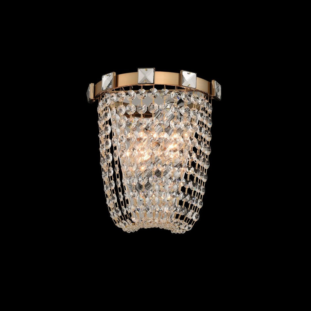 Allegri Crystal Impero 2 Light Wall Sconce in Brushed Champagne Gold 027920-038-FR001