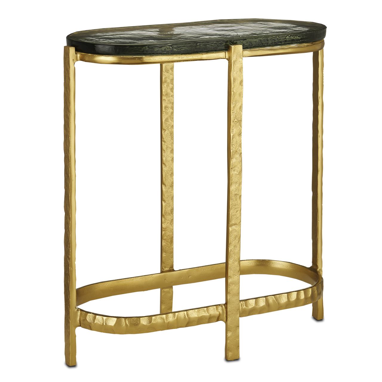 Currey & Co. 21" Acea Gold Side Table with Cast Glass 4000-0158