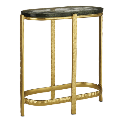 Currey & Co. 21" Acea Gold Side Table with Cast Glass 4000-0158