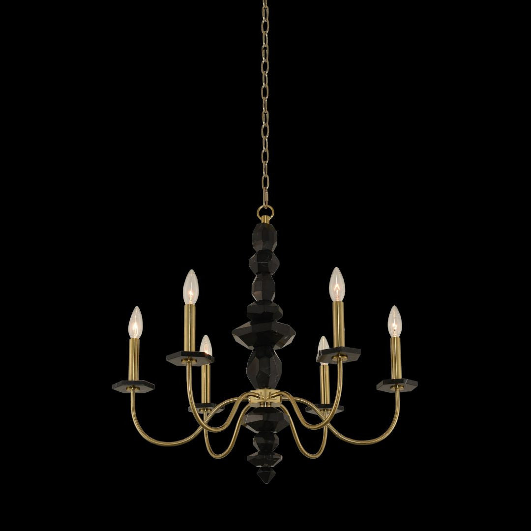 Allegri Crystal Piedra 6 Light Chandelier in Brushed Brass 031550-039