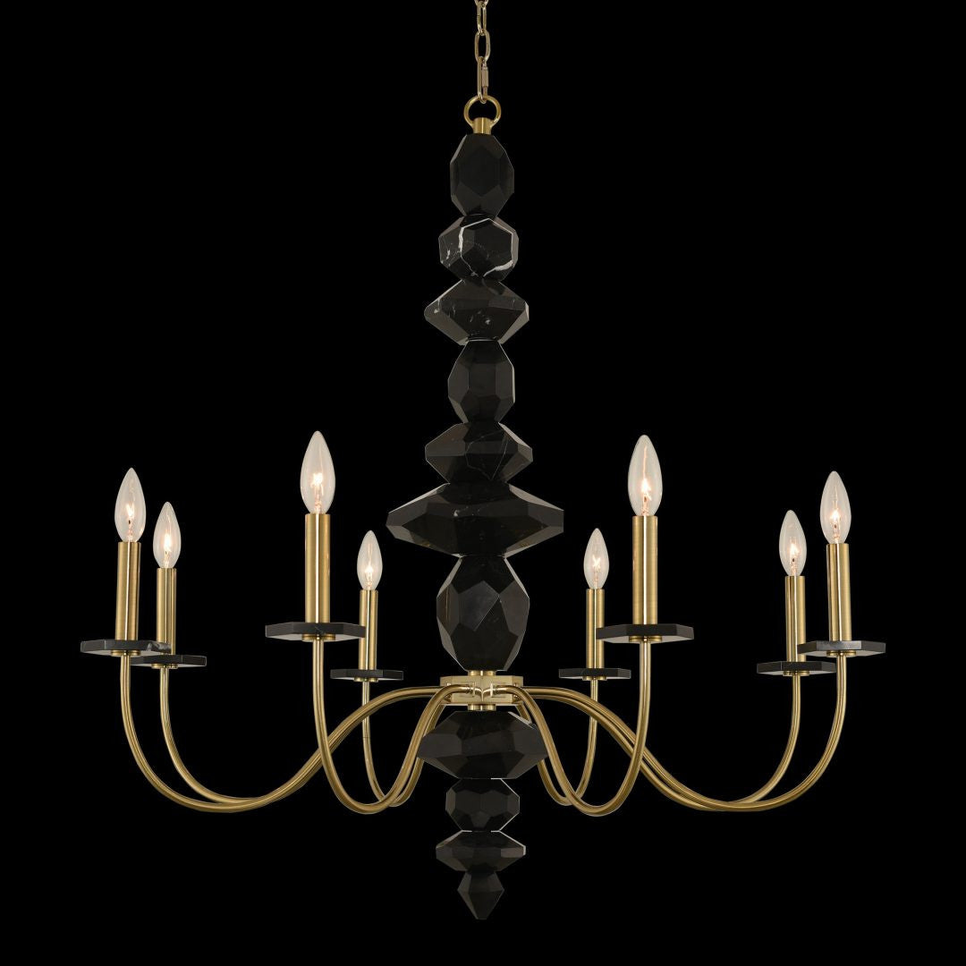 Allegri Crystal Piedra 8 Light Chandelier in Brushed Brass 031551-039