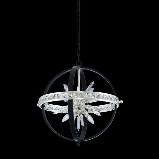 Allegri Crystal Angelo 23 Inch Pendant in Matte Black w/ Polished Silver 033650-050-FR001