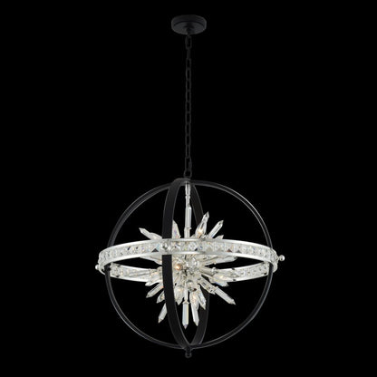 Allegri Crystal Angelo 26 Inch Pendant in Matte Black w/ Polished Silver 033651-050-FR001