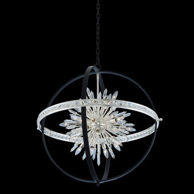 Allegri Crystal Angelo 36 Inch Pendant in Matte Black w/ Polished Silver 033652-050-FR001