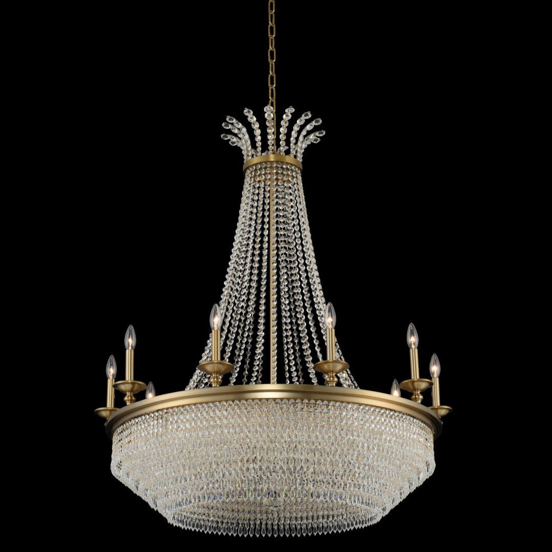 Allegri Crystal Tavo 10 Light Chandelier in Winter Brass 033972-044-FR001