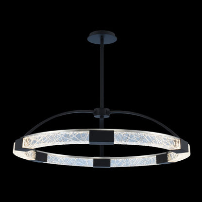 Allegri Crystal Athena 32 Inch LED Pendant in Matte Black w/ Polished Nickel 034851-051-FR001