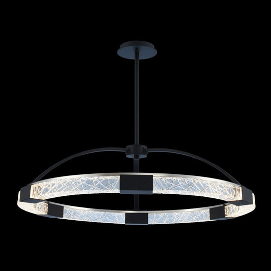 Allegri Crystal Athena 32 Inch LED Pendant in Matte Black w/ Polished Nickel 034851-051-FR001