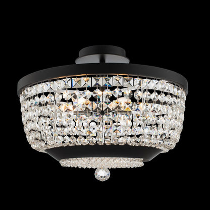 Allegri Crystal Terzo 18 Inch Semi Flush in Matte Black w Polished Chrome 037345-052-FR001