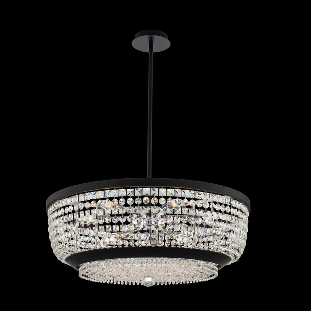 Allegri Crystal Terzo 28 Inch Pendant in Matte Black w Polished Chrome 037355-052-FR001