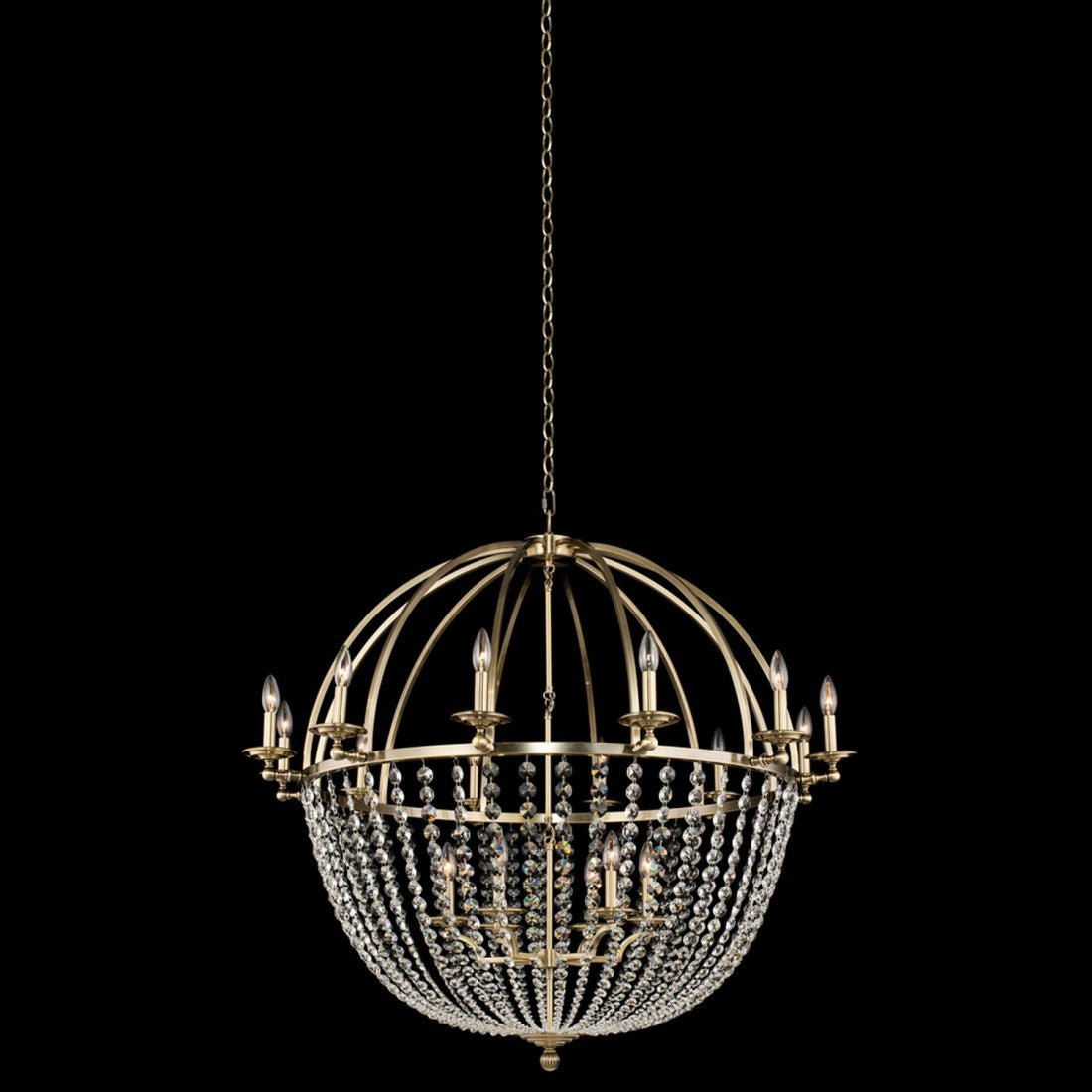 Allegri Crystal Pendolo 12 Arm Orb Chandelier (6+12 Light) in Brushed Champagne Gold 037773-038-FR001