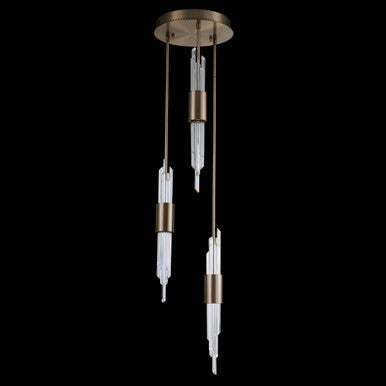 Allegri Crystal Lucca 3 Light Multi Drop Foyer in Brushed Champagne Gold 037951-038-FR001