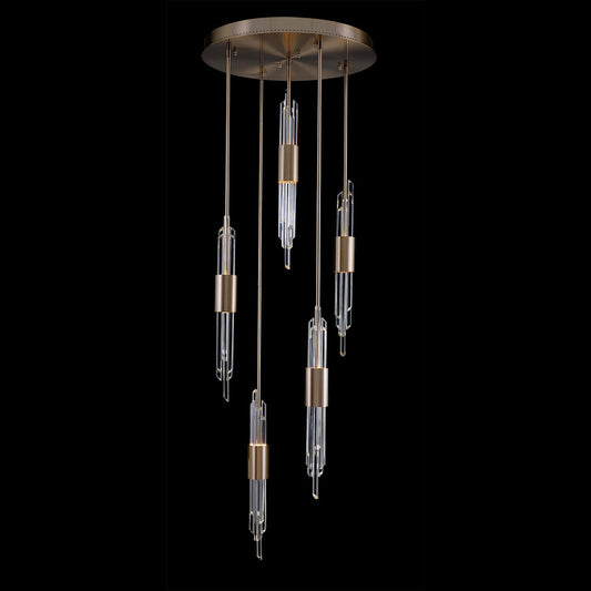 Allegri Crystal Lucca 5 Light Multi Drop Foyer in Brushed Champagne Gold 037952-038-FR001