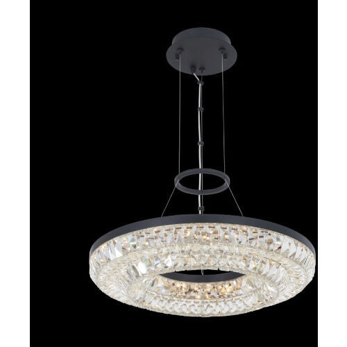 Allegri Crystal Zaga 20 Inch LED Pendant in Matte Black 038755-052-FR001