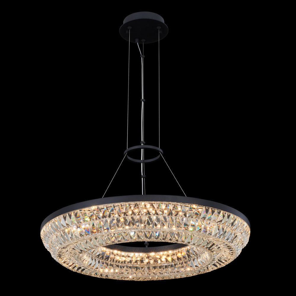 Allegri Crystal Zaga 26 Inch LED Pendant in Matte Black 038756-052-FR001