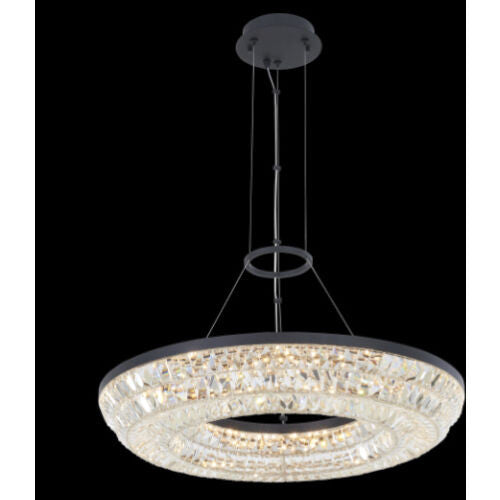 Allegri Crystal Zaga 26 Inch LED Pendant in Matte Black 038756-052-FR001