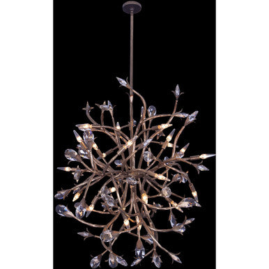 Allegri Crystal Fiore 34" Chandelier in Pearlized Antique Brass 041450-065-FR001