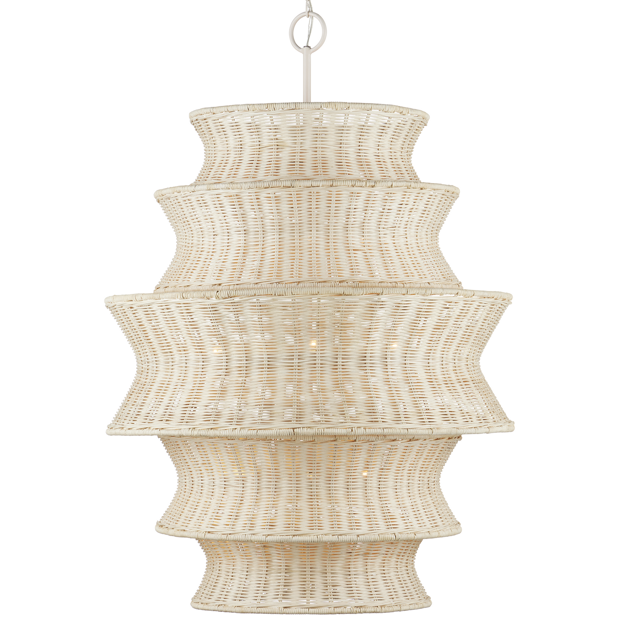 Currey & Co. Phebe 32" Large Rattan 9-Light Chandelier 9000-1083