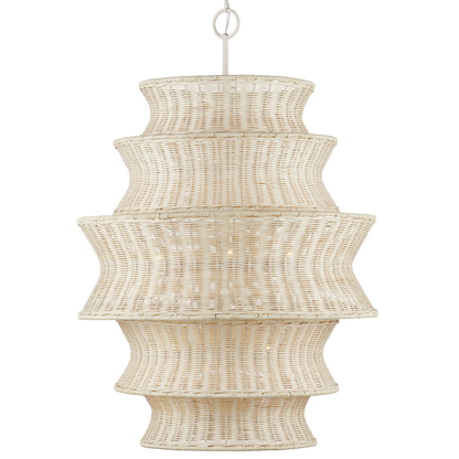 Currey & Co. Phebe 32" Large Rattan 9-Light Chandelier 9000-1083