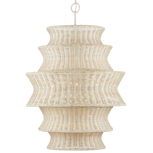 Currey & Co. Phebe 32" Large Rattan 9-Light Chandelier 9000-1083