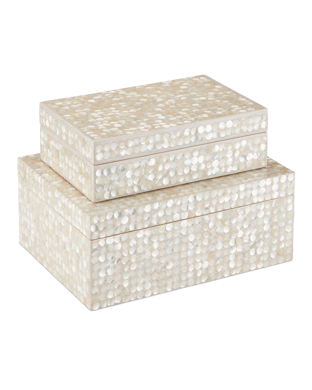 Currey & Co Gerri Dot Box Set of 2 in Natural/Cream 1200-0904