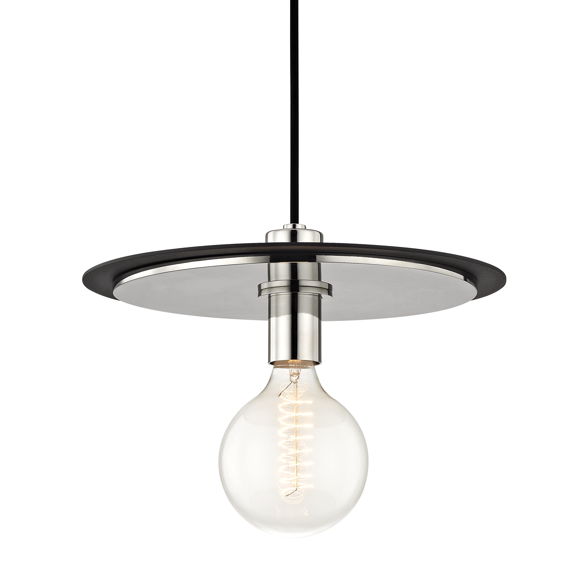 Mitzi 1 Light Pendant in Polished Nickel/Black H137701L-PN/BK