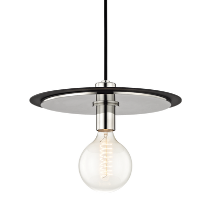 Mitzi 1 Light Pendant in Polished Nickel/Black H137701L-PN/BK