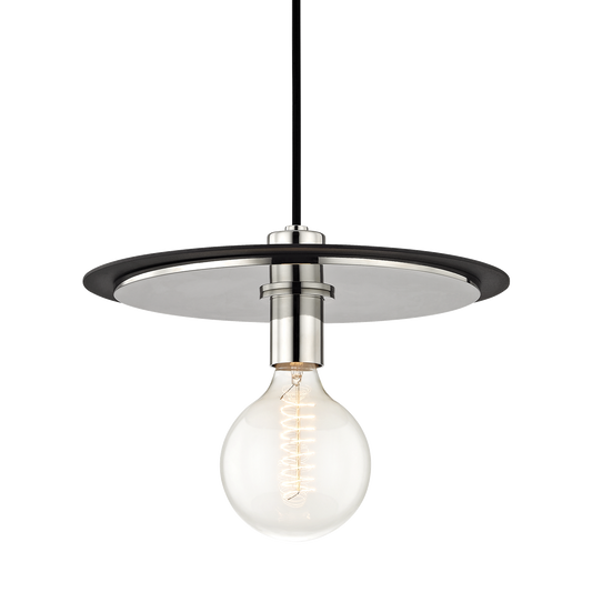 Mitzi 1 Light Pendant in Polished Nickel/Black H137701L-PN/BK