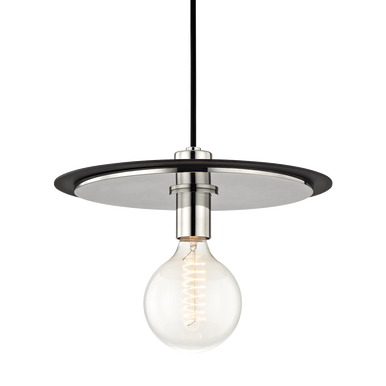 Mitzi 1 Light Pendant in Polished Nickel/Black H137701L-PN/BK