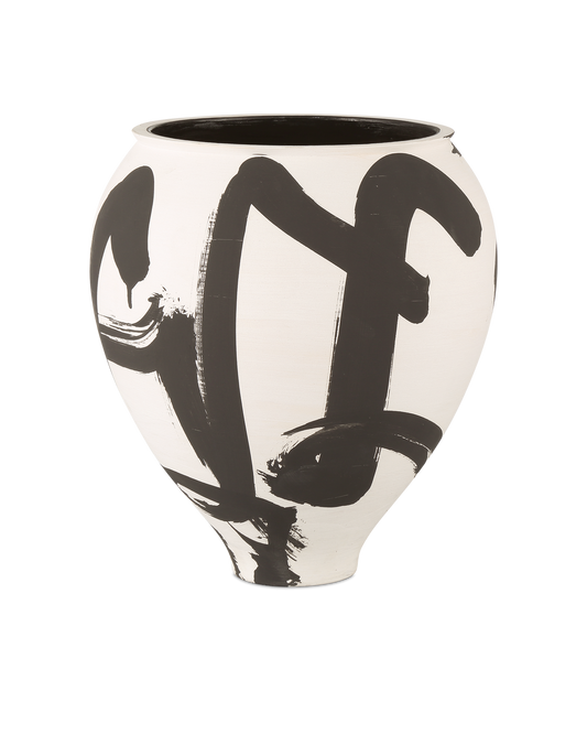 Currey & Co Kenzo Medium Vase in Off-White/Black 1200-0869