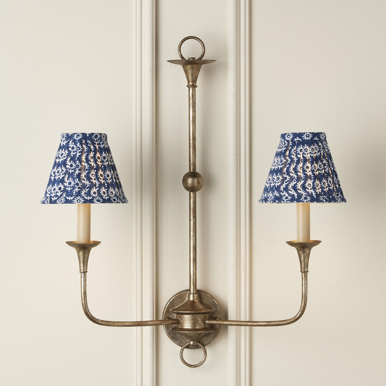 Currey & Co. Block Print Pleated Chandelier Shade - Navy 0900-0003