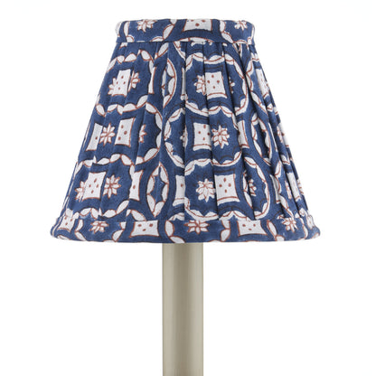 Currey & Co. Block Print Pleated Chandelier Shade - Navy Multi 0900-0007