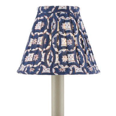 Currey & Co. Block Print Pleated Chandelier Shade - Navy Multi 0900-0007