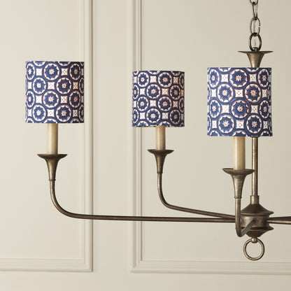 Currey & Co. Block Print Drum Chandelier Shade - Navy Multi 0900-0008