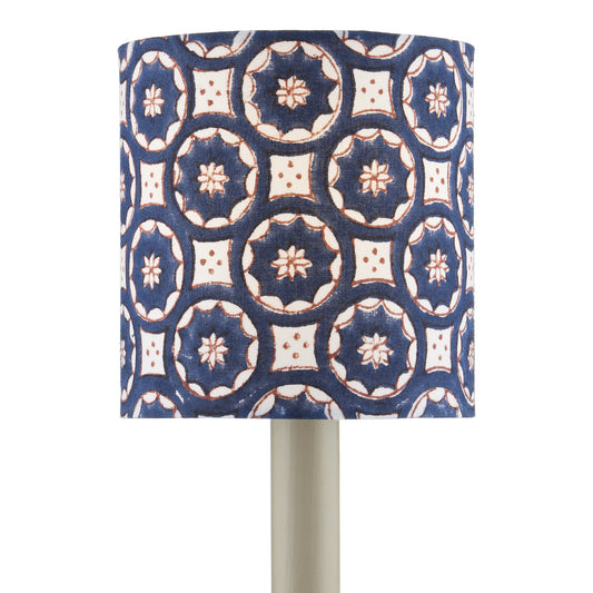 Currey & Co. Block Print Drum Chandelier Shade - Navy Multi 0900-0008