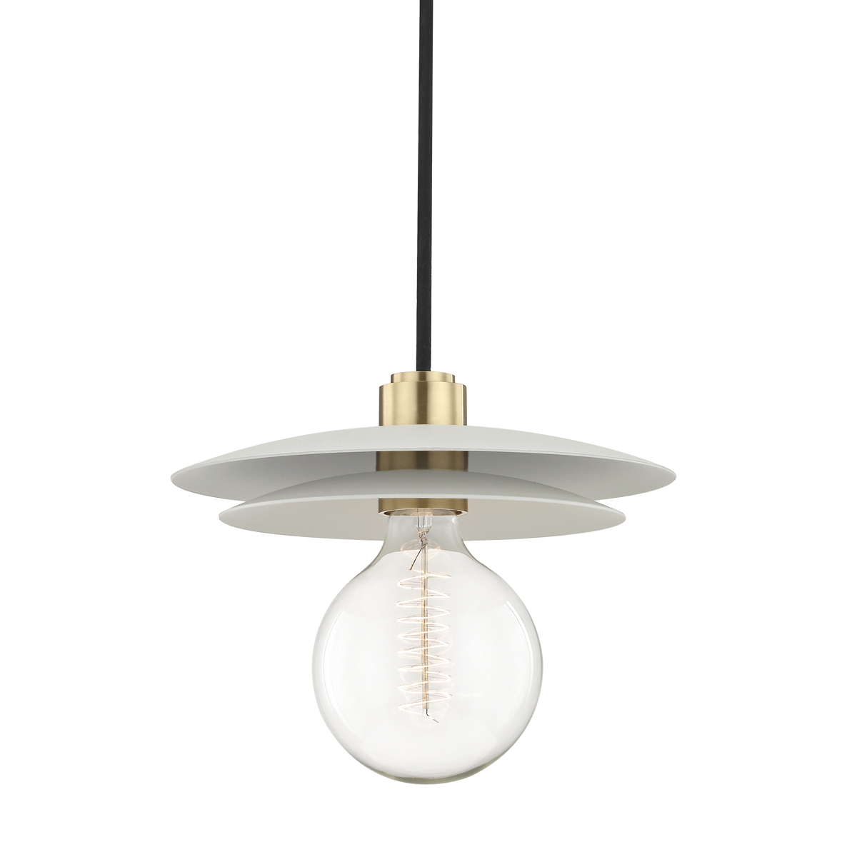 Mitzi 1 Light Pendant in Aged Brass/Soft Off White H175701L-AGB/WH