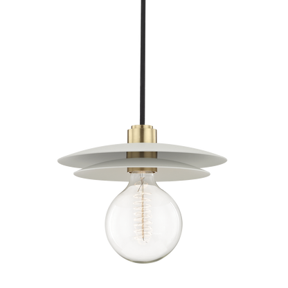 Mitzi 1 Light Pendant in Aged Brass/Soft Off White H175701L-AGB/WH